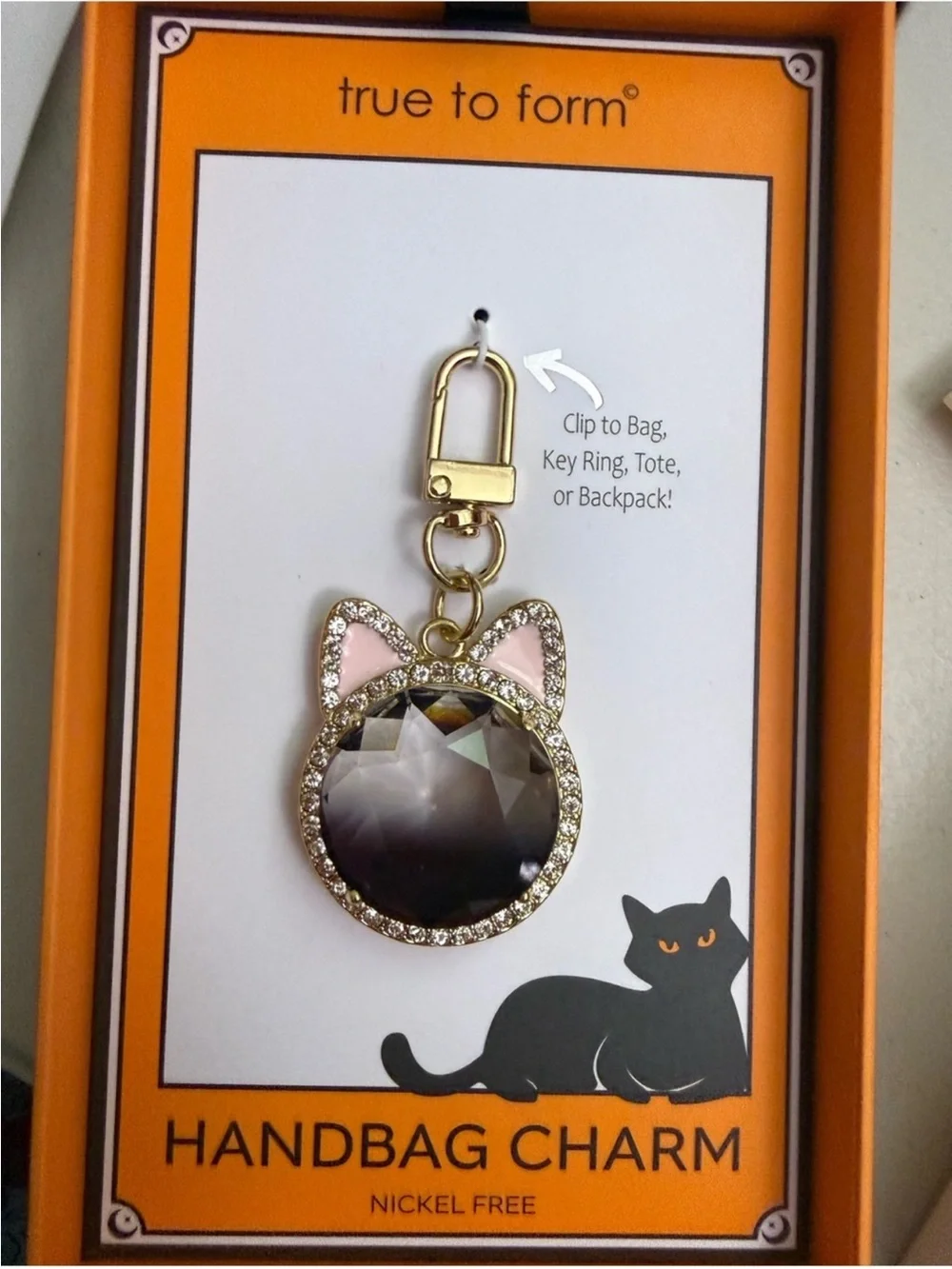 True to Form Pink & Gold Cat Handbag Charm